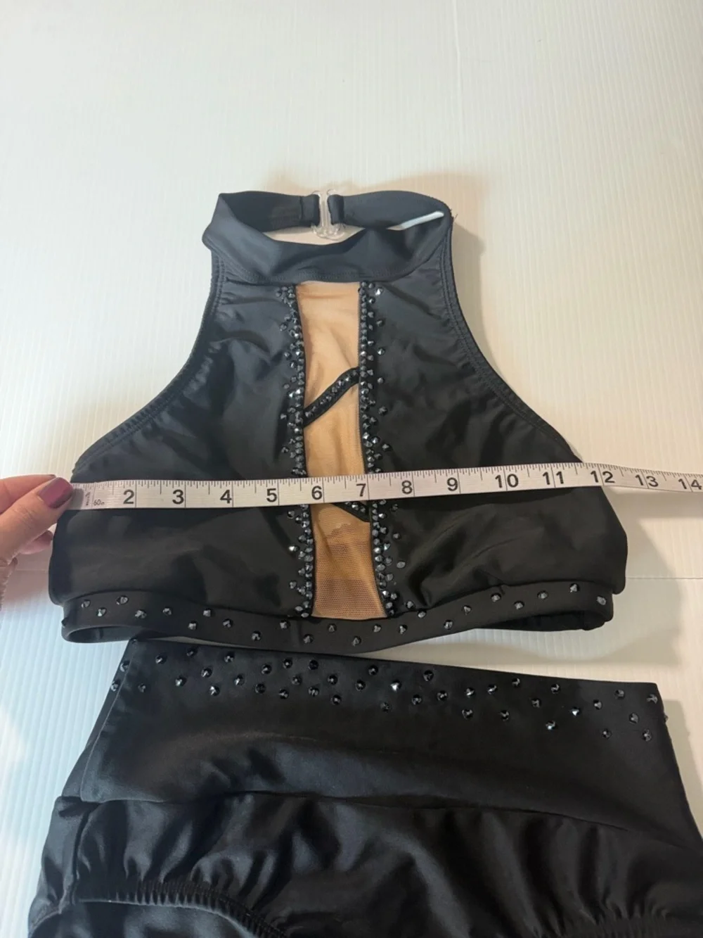 AA dance design costume black 2 piece illusion custom moonlight SA adult